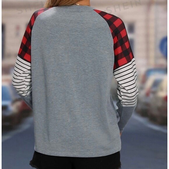 Buffalo Plaid Striped Raglan Shirt Size XL New Without Tags - Picture 2 of 6